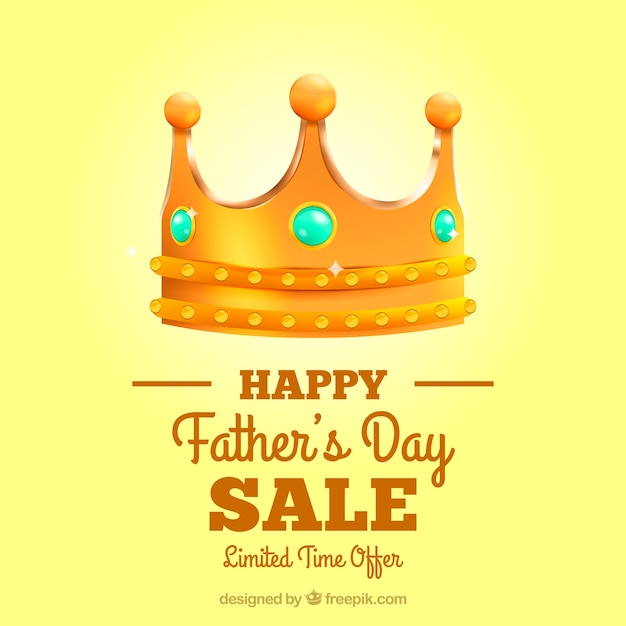 Free vector father's day sale template with realistic crown