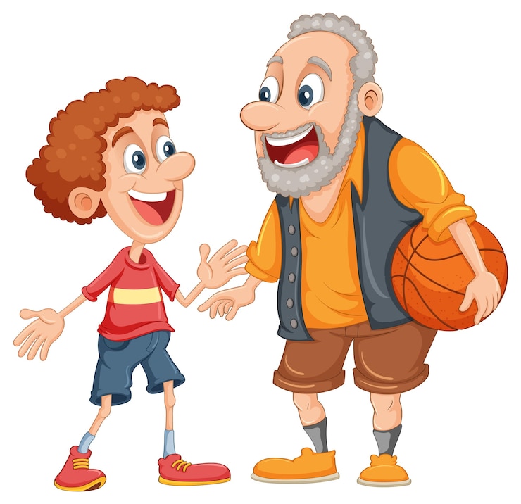 Free Vector father and son playing basketball