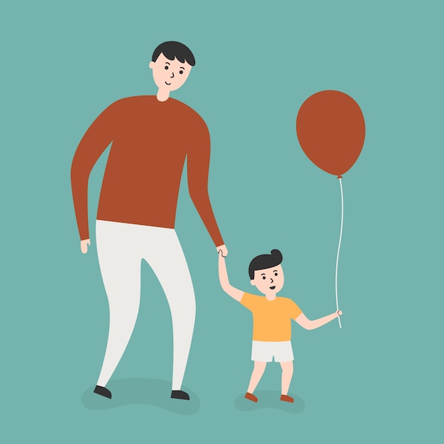 Free vector father and son with balloon