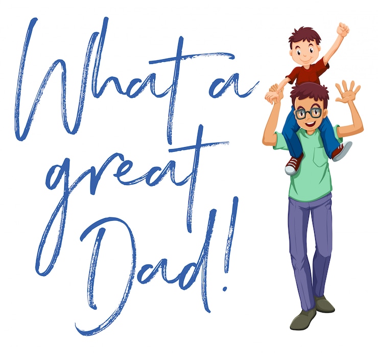 Free Vector father and son with words what a great dad