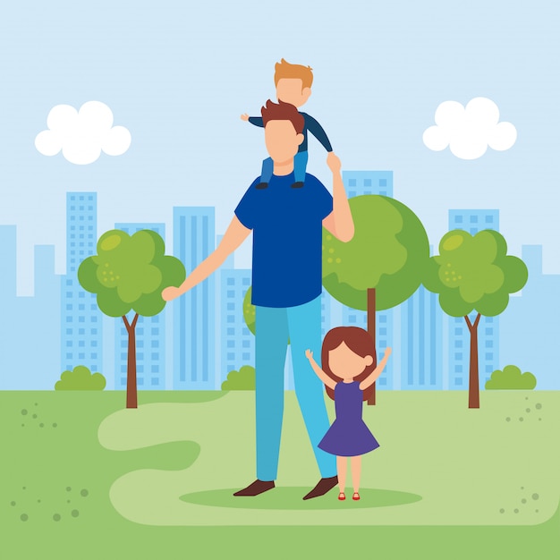 Free vector father with son and daughter