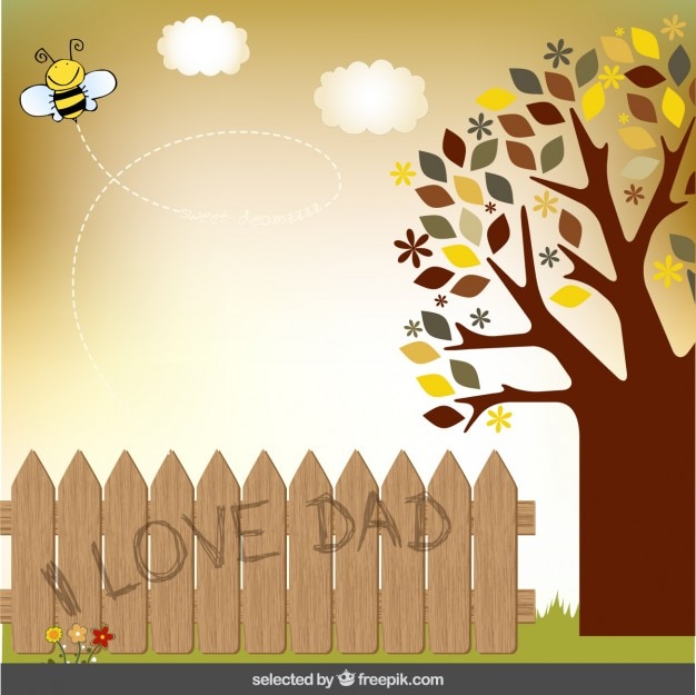 Padri day card con un albero