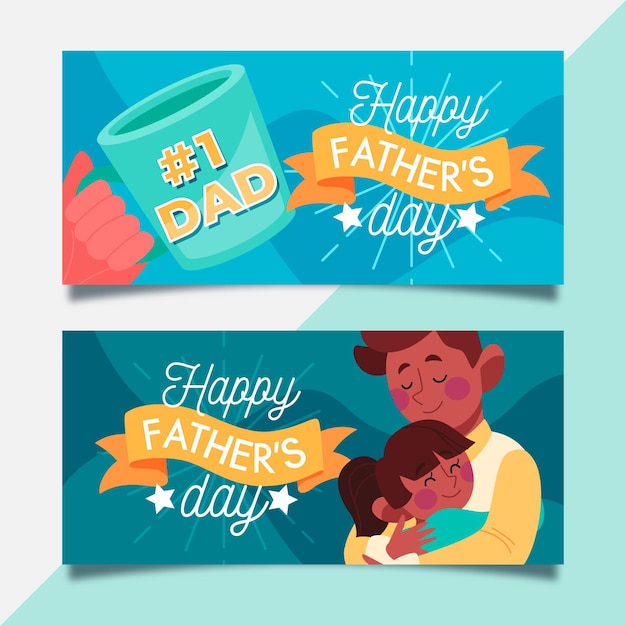 Free vector fathers day horizontal banners