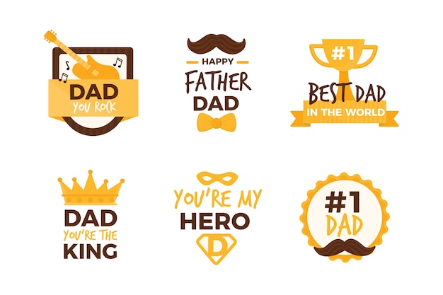 Free vector fathers day label collection concept