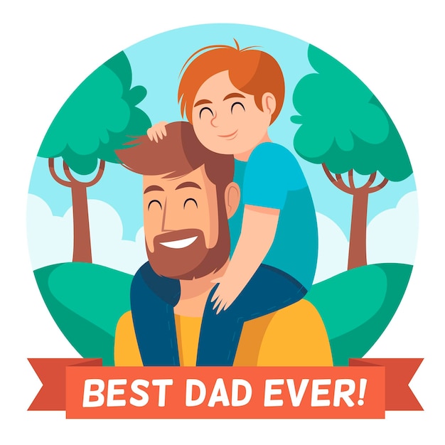 Free vector fathers day with dad and kid