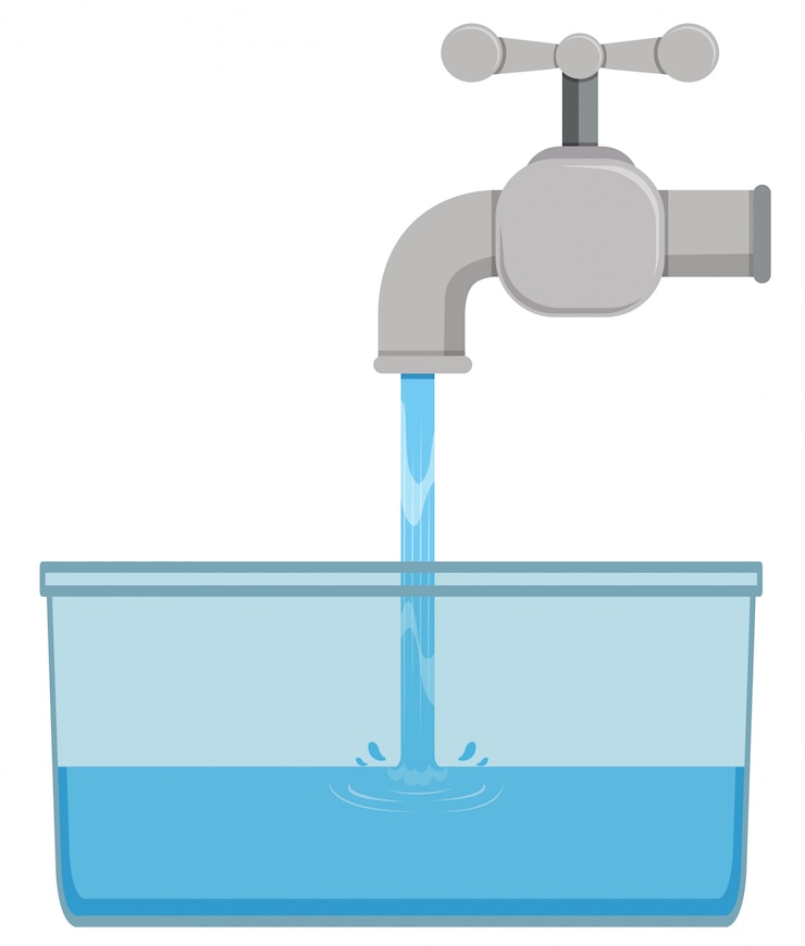 無料Vector バケツの蛇口と水道水