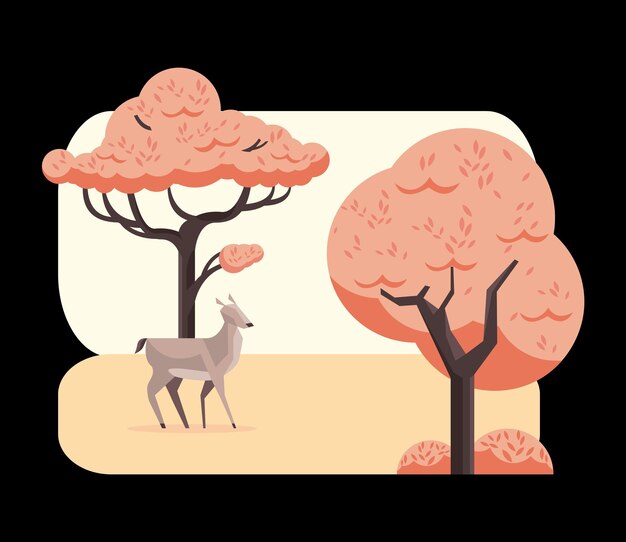 Fawn and trees landscape