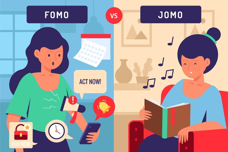 Free Vector fear vs joy of missing out concept