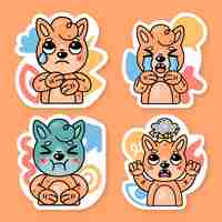 Free vector feelings and emotions stickers collection with fred the fox