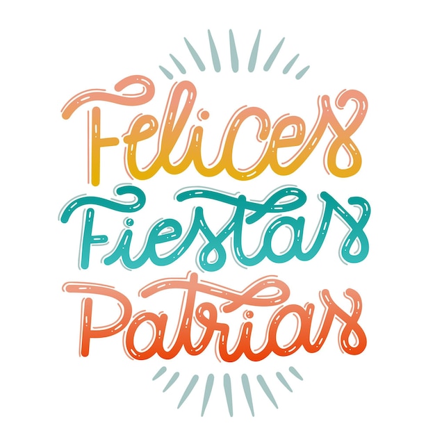 Vettore gratuito felices fiestas patrias lettering