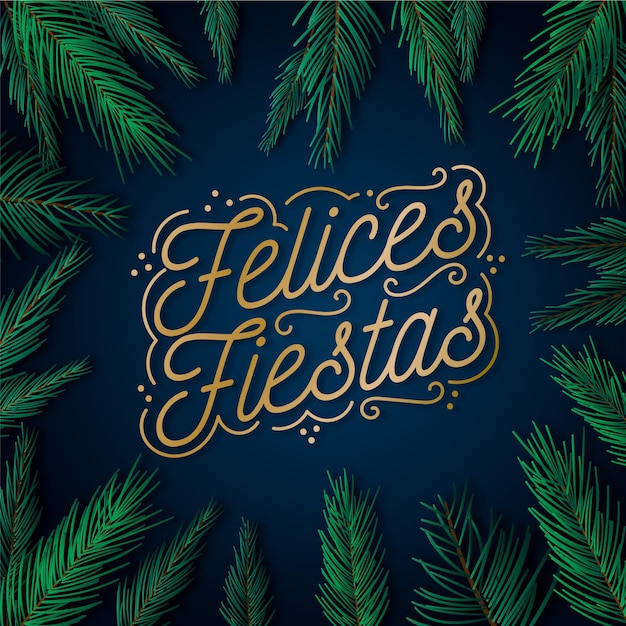 Free vector felices fiestas with tree branches