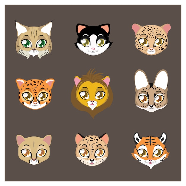 Free vector felines animals collection