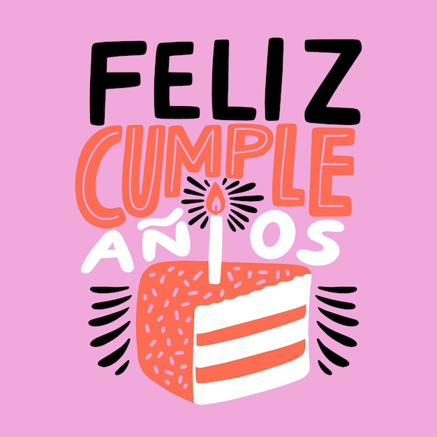 Feliz cumpleaños lettering cake illustration