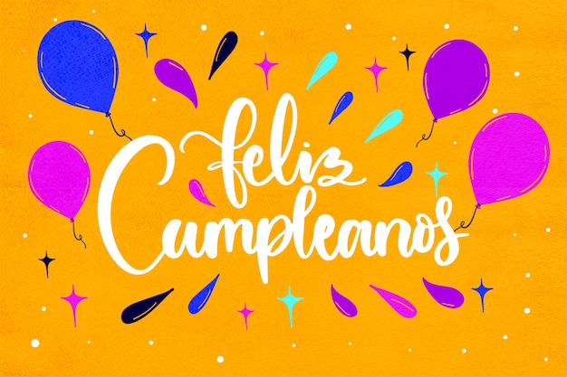 Feliz Cumpleanos 開かれたボックスとスペイン語のグリーティングカードのお誕生日おめでとう プレミアムベクター