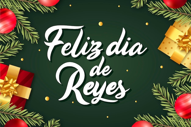 Free vector feliz dia de reyes lettering