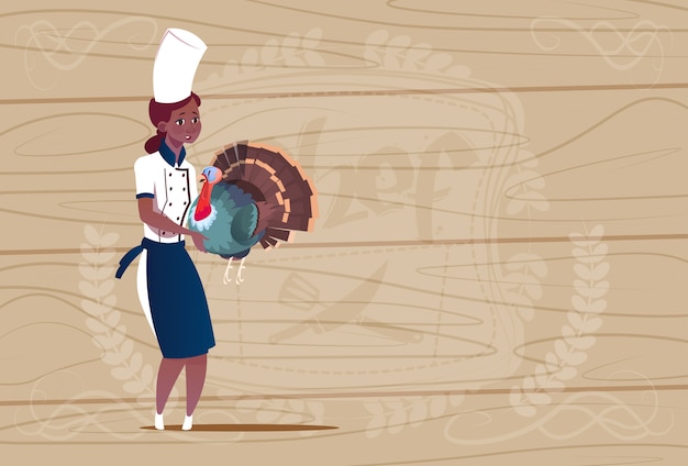 Thanksgiving Background With Woman Cooking Turkey Vector Free Download