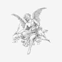 Free vector female angel vintage drawing