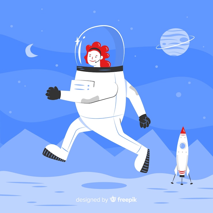 Free Vector female astronaut character with flat design