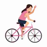 Free vector female athlete in bicycle character