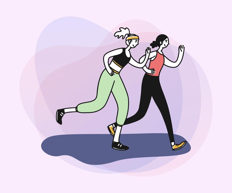 Free Vector female athletes running marathon
