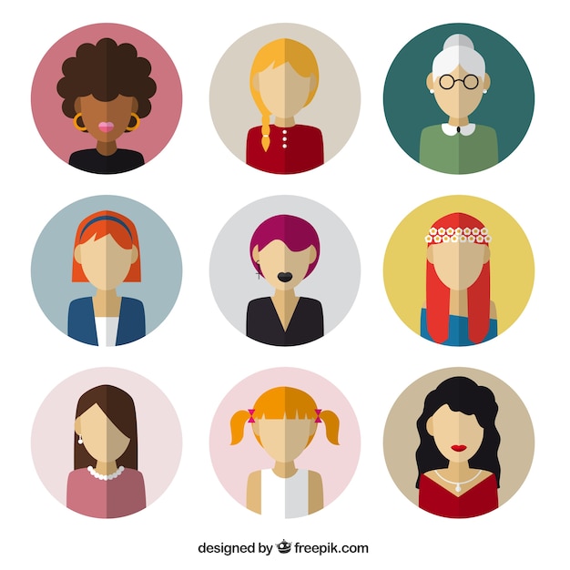 Female avatars in flat design