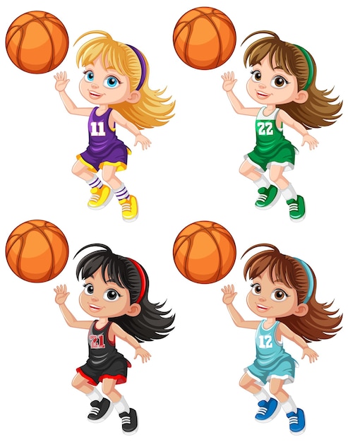 Free vector female basketball player cartoon character