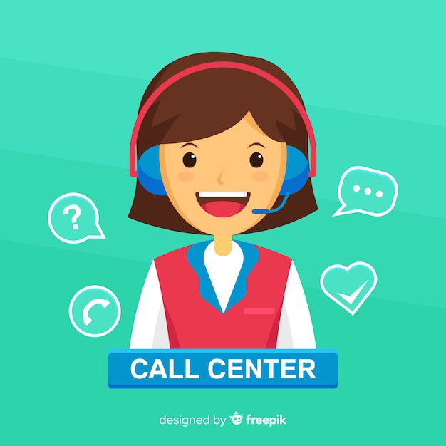 Vettore gratuito concetto di agente femminile call center