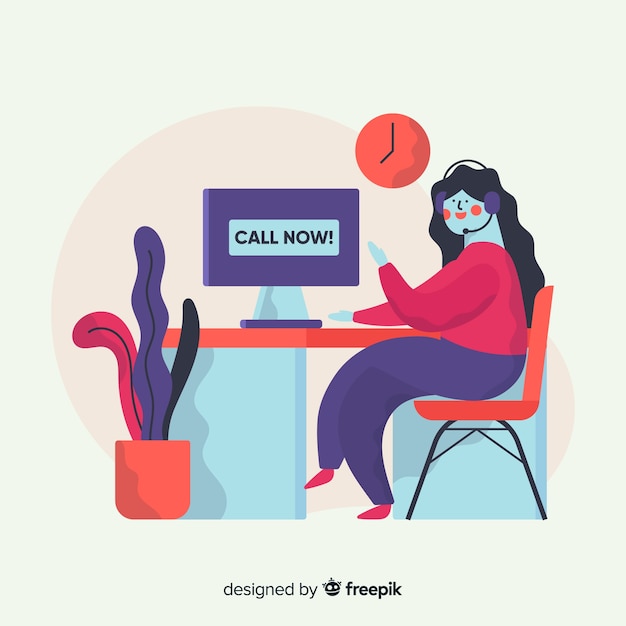 Free vector female call center agent