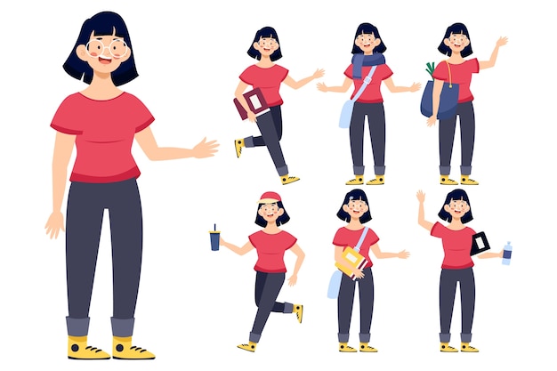 Free vector female character poses