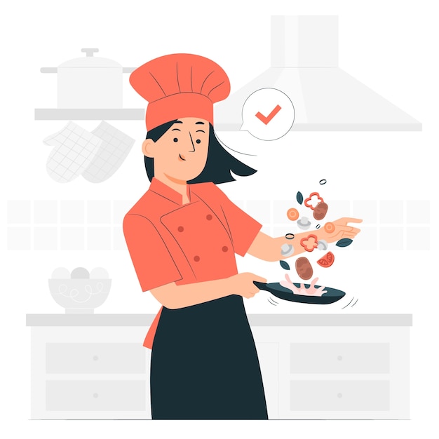 Female chef  concept illustration