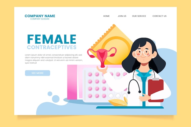 Female contraceptive landing page template