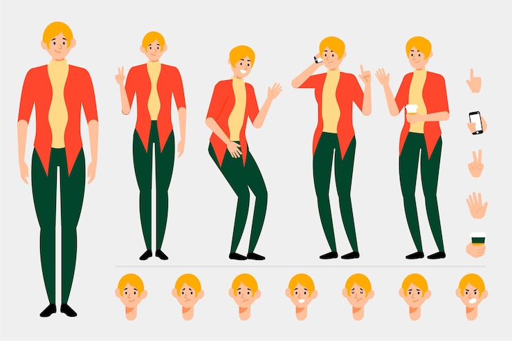 Free Vector female creation set with various views