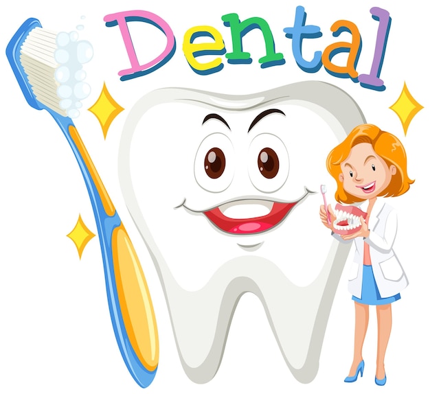 Free vector female dentist with clean tooth