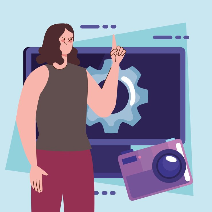 Free Vector female designer with camera
