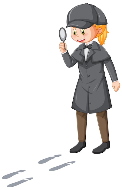Бесплатное векторное изображение Женщина-детектив в коричневом пальто и шляпе