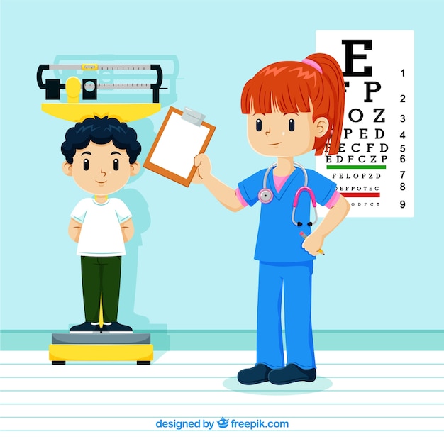 Free vector female doctor character with kid