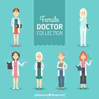 Free vector female doctor collection