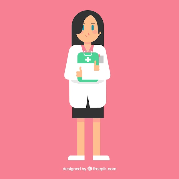 Бесплатное векторное изображение Женский врач с буфером обмена