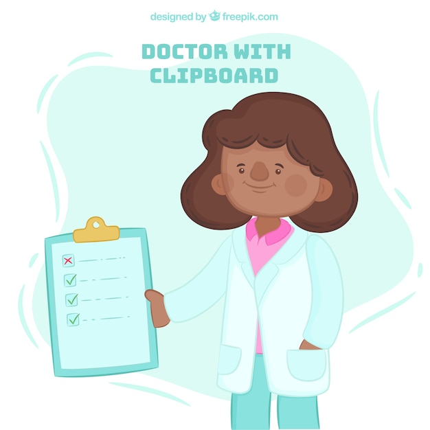 Free vector female doctor with clipboard