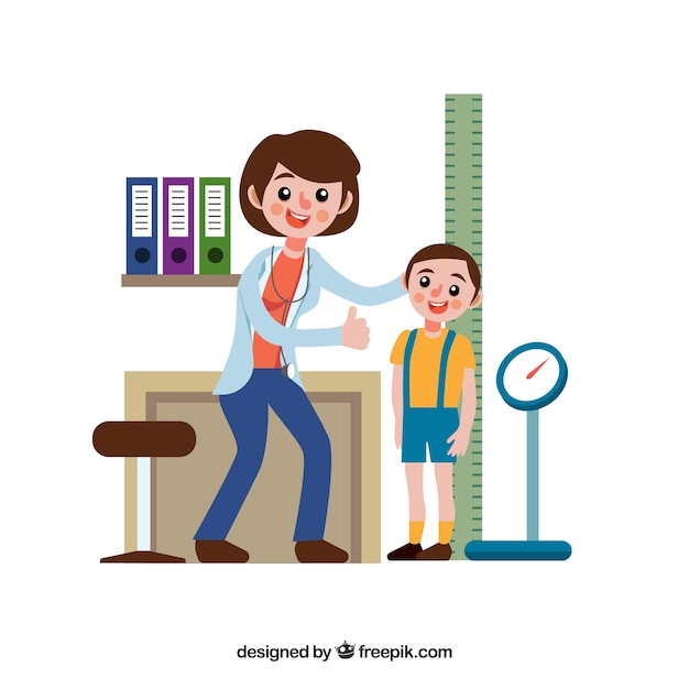 Free vector female doctor with kid