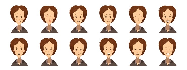 Free Vector female emotions avatars set cartoon style