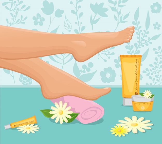 Free vector female feet spa concept