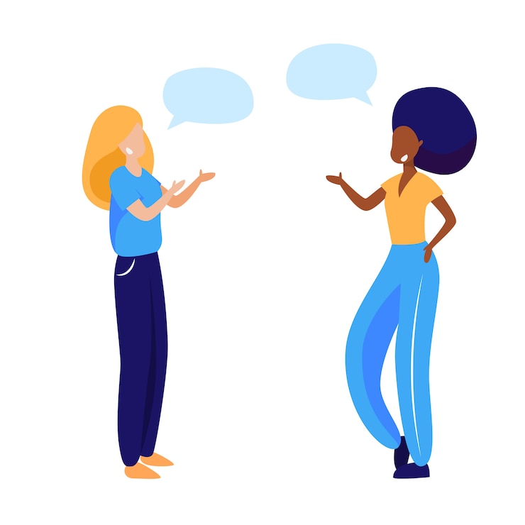 Free Vector female friends discussing news