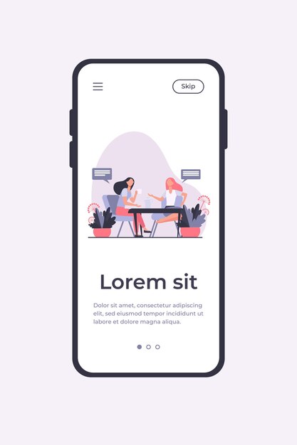 female friends meeting over cup of coffee. women drinking tea and chatting flat vector illustration. communication, friendship concept for banner, website design or landing web page