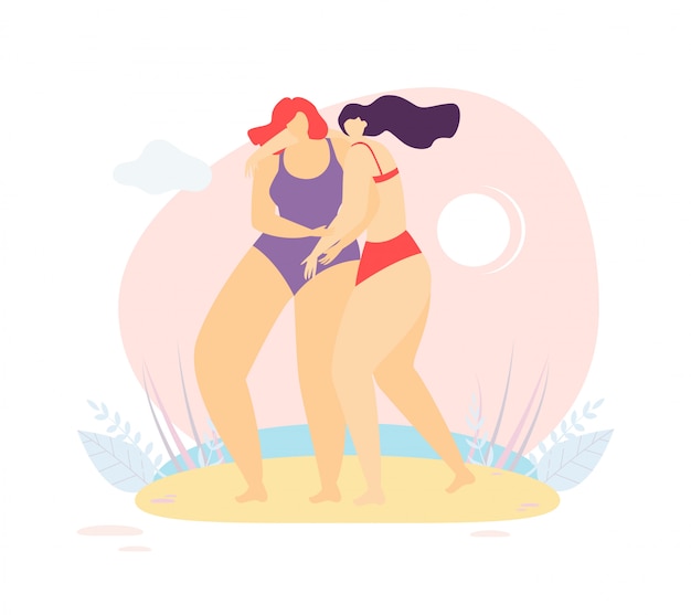 Free vector female friendship and support motivational characters