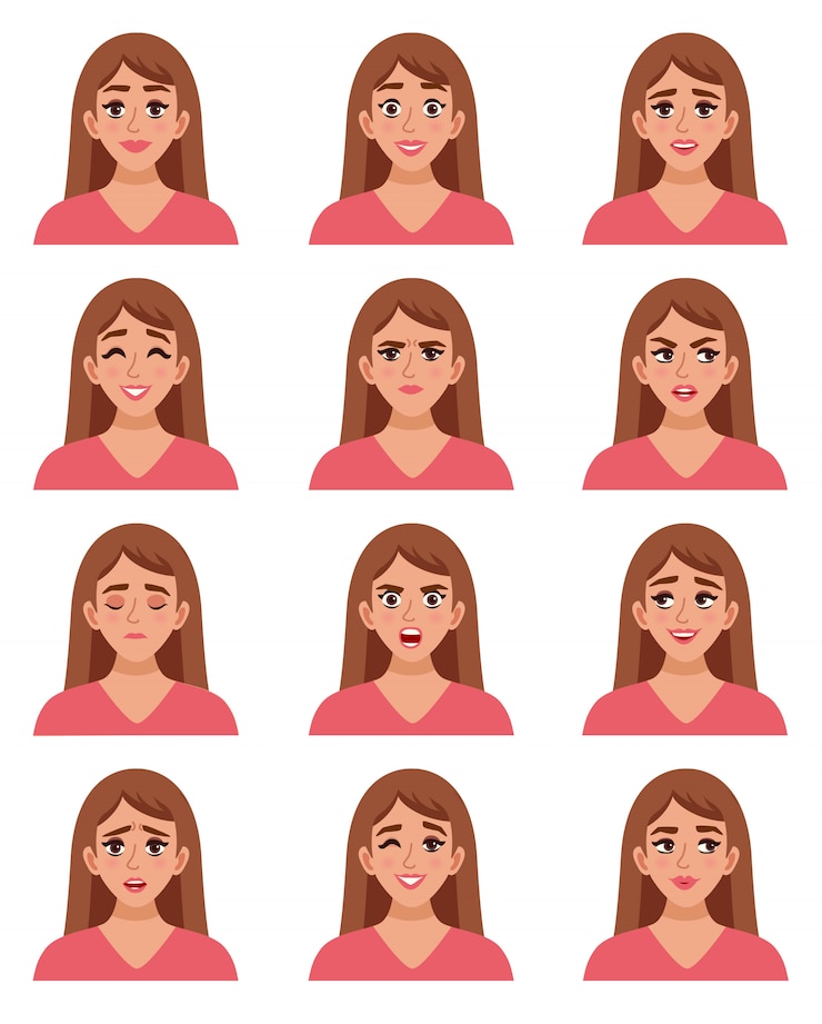 Free Vector female go-to faces set