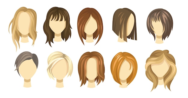 女性のヘアスタイルコレクション。女の子のための金髪、茶色、生姜のヘアカット