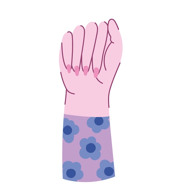 Free vector female hand up girl power icon isolated