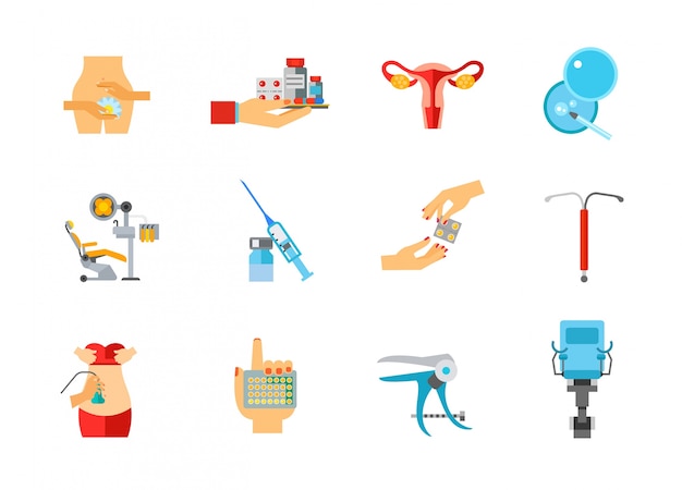 Female health icon set Free Vector