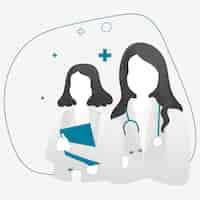 Free vector female healthcare professionals medical hero characters vector